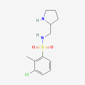 molecular formula C12H17ClN2O2S B7555745 3-chloro-2-methyl-N-(pyrrolidin-2-ylmethyl)benzenesulfonamide 