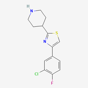 molecular formula C14H14ClFN2S B7555751 4-(3-Chloro-4-fluorophenyl)-2-piperidin-4-yl-1,3-thiazole 