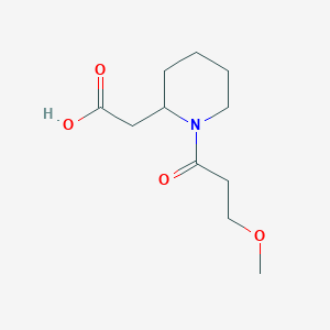 molecular formula C11H19NO4 B7555763 2-[1-(3-Methoxypropanoyl)piperidin-2-yl]acetic acid 