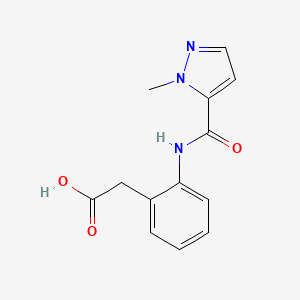 molecular formula C13H13N3O3 B7555765 2-[2-[(2-Methylpyrazole-3-carbonyl)amino]phenyl]acetic acid 