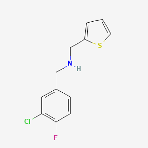 molecular formula C12H11ClFNS B7555776 1-(3-chloro-4-fluorophenyl)-N-(thiophen-2-ylmethyl)methanamine 