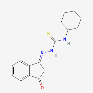 molecular formula C16H19N3OS B7555777 1-cyclohexyl-3-[(E)-(3-oxoinden-1-ylidene)amino]thiourea 