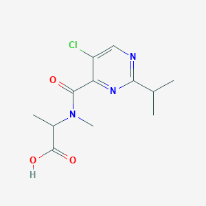 molecular formula C12H16ClN3O3 B7555781 2-[(5-Chloro-2-propan-2-ylpyrimidine-4-carbonyl)-methylamino]propanoic acid 