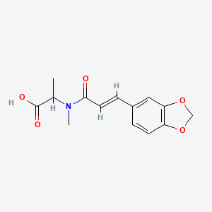 molecular formula C14H15NO5 B7555797 2-[[(E)-3-(1,3-benzodioxol-5-yl)prop-2-enoyl]-methylamino]propanoic acid 