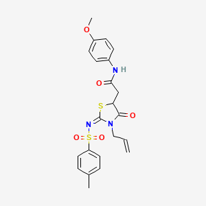 molecular formula C22H23N3O5S2 B7555814 N-(4-methoxyphenyl)-2-[(2E)-2-(4-methylphenyl)sulfonylimino-4-oxo-3-prop-2-enyl-1,3-thiazolidin-5-yl]acetamide 