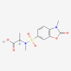 molecular formula C12H14N2O6S B7555858 2-[Methyl-[(3-methyl-2-oxo-1,3-benzoxazol-6-yl)sulfonyl]amino]propanoic acid 