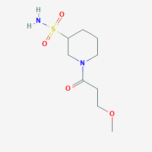 molecular formula C9H18N2O4S B7555913 1-(3-Methoxypropanoyl)piperidine-3-sulfonamide 