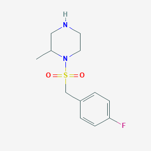 molecular formula C12H17FN2O2S B7555972 1-[(4-Fluorophenyl)methylsulfonyl]-2-methylpiperazine 