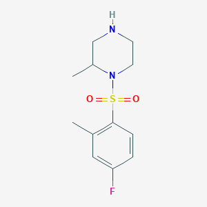 molecular formula C12H17FN2O2S B7555987 1-(4-Fluoro-2-methylphenyl)sulfonyl-2-methylpiperazine 