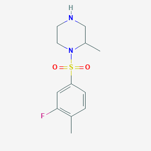 molecular formula C12H17FN2O2S B7555999 1-(3-Fluoro-4-methylphenyl)sulfonyl-2-methylpiperazine 