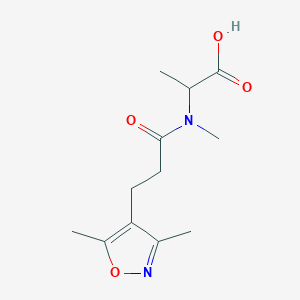 molecular formula C12H18N2O4 B7556024 2-[3-(3,5-Dimethyl-1,2-oxazol-4-yl)propanoyl-methylamino]propanoic acid 