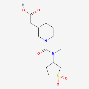molecular formula C13H22N2O5S B7556056 2-[1-[(1,1-Dioxothiolan-3-yl)-methylcarbamoyl]piperidin-3-yl]acetic acid 