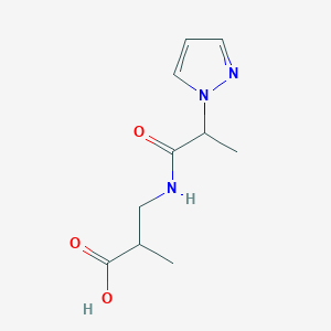 molecular formula C10H15N3O3 B7556131 2-Methyl-3-(2-pyrazol-1-ylpropanoylamino)propanoic acid 