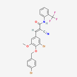 (E)-3-[3-bromo-4-[(4-bromophenyl)methoxy]-5-methoxyphenyl]-2-cyano-N-[2-(trifluoromethyl)phenyl]prop-2-enamide