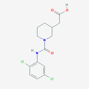 molecular formula C14H16Cl2N2O3 B7556189 2-[1-[(2,5-Dichlorophenyl)carbamoyl]piperidin-3-yl]acetic acid 