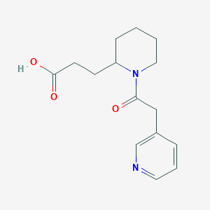 molecular formula C15H20N2O3 B7556194 3-[1-(2-Pyridin-3-ylacetyl)piperidin-2-yl]propanoic acid 