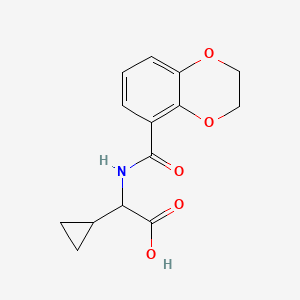 molecular formula C14H15NO5 B7556242 2-Cyclopropyl-2-(2,3-dihydro-1,4-benzodioxine-5-carbonylamino)acetic acid 