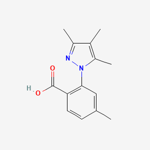 molecular formula C14H16N2O2 B7556255 4-Methyl-2-(3,4,5-trimethylpyrazol-1-yl)benzoic acid 