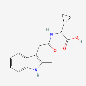 molecular formula C16H18N2O3 B7556260 2-cyclopropyl-2-[[2-(2-methyl-1H-indol-3-yl)acetyl]amino]acetic acid 