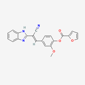 molecular formula C22H15N3O4 B7556273 [4-[(E)-2-(1H-benzimidazol-2-yl)-2-cyanoethenyl]-2-methoxyphenyl] furan-2-carboxylate 