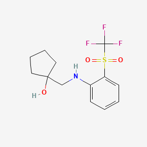 molecular formula C13H16F3NO3S B7556295 1-[[2-(Trifluoromethylsulfonyl)anilino]methyl]cyclopentan-1-ol 