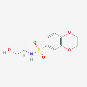 molecular formula C11H15NO5S B7556329 N-(1-hydroxypropan-2-yl)-2,3-dihydro-1,4-benzodioxine-6-sulfonamide 