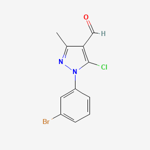 molecular formula C11H8BrClN2O B7556353 1-(3-bromophenyl)-5-chloro-3-methyl-1H-pyrazole-4-carbaldehyde 