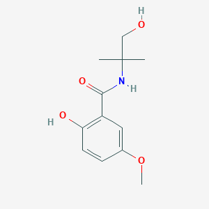 molecular formula C12H17NO4 B7556363 2-hydroxy-N-(1-hydroxy-2-methylpropan-2-yl)-5-methoxybenzamide 