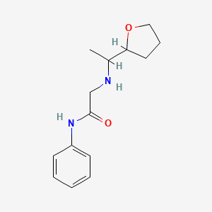 molecular formula C14H20N2O2 B7556392 2-[1-(oxolan-2-yl)ethylamino]-N-phenylacetamide 