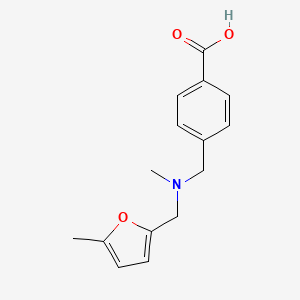 molecular formula C15H17NO3 B7556405 4-[[Methyl-[(5-methylfuran-2-yl)methyl]amino]methyl]benzoic acid 