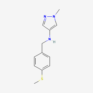 molecular formula C12H15N3S B7556413 1-methyl-N-[(4-methylsulfanylphenyl)methyl]pyrazol-4-amine 