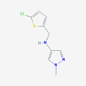 molecular formula C9H10ClN3S B7556414 N-[(5-chlorothiophen-2-yl)methyl]-1-methylpyrazol-4-amine 
