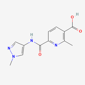molecular formula C12H12N4O3 B7556420 2-Methyl-6-[(1-methylpyrazol-4-yl)carbamoyl]pyridine-3-carboxylic acid 