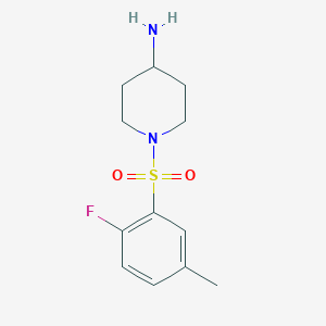 molecular formula C12H17FN2O2S B7556428 1-(2-Fluoro-5-methylphenyl)sulfonylpiperidin-4-amine 