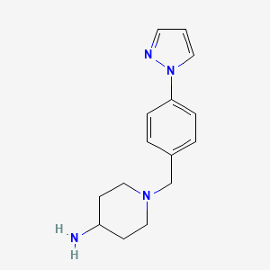 molecular formula C15H20N4 B7556435 1-[(4-Pyrazol-1-ylphenyl)methyl]piperidin-4-amine 