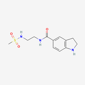 molecular formula C12H17N3O3S B7556461 N-[2-(methanesulfonamido)ethyl]-2,3-dihydro-1H-indole-5-carboxamide 