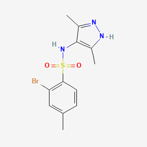 molecular formula C12H14BrN3O2S B7556497 2-bromo-N-(3,5-dimethyl-1H-pyrazol-4-yl)-4-methylbenzenesulfonamide 