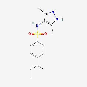 molecular formula C15H21N3O2S B7556505 4-butan-2-yl-N-(3,5-dimethyl-1H-pyrazol-4-yl)benzenesulfonamide 