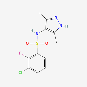 molecular formula C11H11ClFN3O2S B7556508 3-chloro-N-(3,5-dimethyl-1H-pyrazol-4-yl)-2-fluorobenzenesulfonamide 