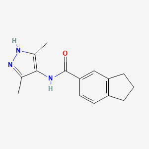 molecular formula C15H17N3O B7556509 N-(3,5-dimethyl-1H-pyrazol-4-yl)-2,3-dihydro-1H-indene-5-carboxamide 