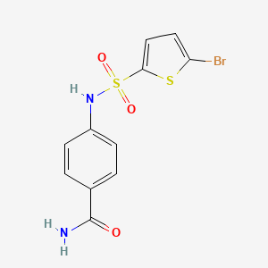 molecular formula C11H9BrN2O3S2 B7556529 4-[(5-Bromothiophen-2-yl)sulfonylamino]benzamide 