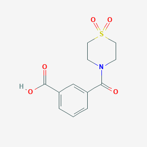 molecular formula C12H13NO5S B7556541 3-(1,1-Dioxo-1,4-thiazinane-4-carbonyl)benzoic acid 
