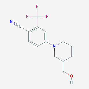 molecular formula C14H15F3N2O B7556598 4-[3-(Hydroxymethyl)piperidin-1-yl]-2-(trifluoromethyl)benzonitrile 