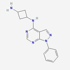 molecular formula C15H16N6 B7556609 1-N-(1-phenylpyrazolo[3,4-d]pyrimidin-4-yl)cyclobutane-1,3-diamine 