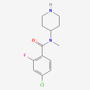 molecular formula C13H16ClFN2O B7556654 4-chloro-2-fluoro-N-methyl-N-piperidin-4-ylbenzamide 