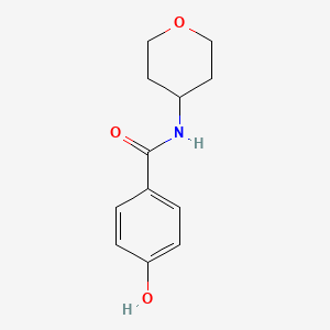 molecular formula C12H15NO3 B7556768 4-hydroxy-N-(oxan-4-yl)benzamide 
