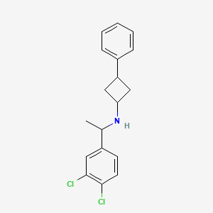 molecular formula C18H19Cl2N B7556813 N-[1-(3,4-dichlorophenyl)ethyl]-3-phenylcyclobutan-1-amine 