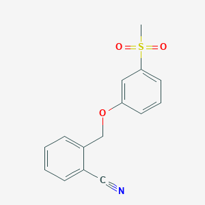 molecular formula C15H13NO3S B7556815 2-[(3-Methylsulfonylphenoxy)methyl]benzonitrile 