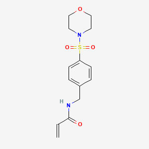 molecular formula C14H18N2O4S B7556890 N-[(4-morpholin-4-ylsulfonylphenyl)methyl]prop-2-enamide 