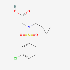 molecular formula C12H14ClNO4S B7556955 2-[(3-Chlorophenyl)sulfonyl-(cyclopropylmethyl)amino]acetic acid 